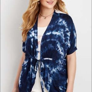Maurices Blue & White Tie Dye Shortsleeved Jacket